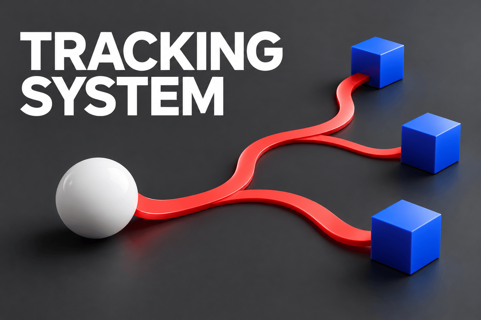 Illustrated Tracking System cover with a white routing node, a red path, and blue waypoints